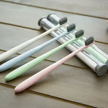 Домашняя дорожная зубная щетка для взрослых, соломенная зубная щетка, портативная Мягкая зубная щетка, очищающая Защита зубов, инструменты с футляром для хранения