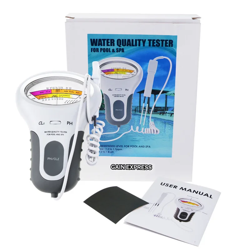 Portable Digital 2 In 1 Water Quality PH and Chlorine Level CL2 Tester Meter for Swimming Pool Spa Drinking Water Quality Analys
