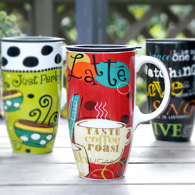 500ML European mug hand painted ceramic coffee mug high temperature single painted ceramic cup