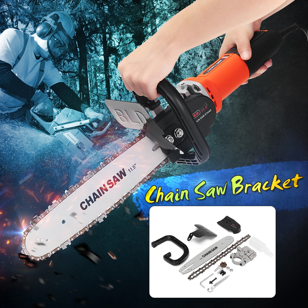 Goedkoop Drillpro 11.5 Inch Kettingzaag Beugel Elektrische Zagen Koolstofstaal Veranderd Hoek Grinder In Kettingzaag Houtbewerking Tool