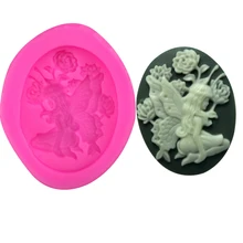 Цветок Ангел Форма 3D fondant(сахарная) торта силикона прессформы шоколада конфеты глины форме de silicone грудь для декорации Para инструменты F0228