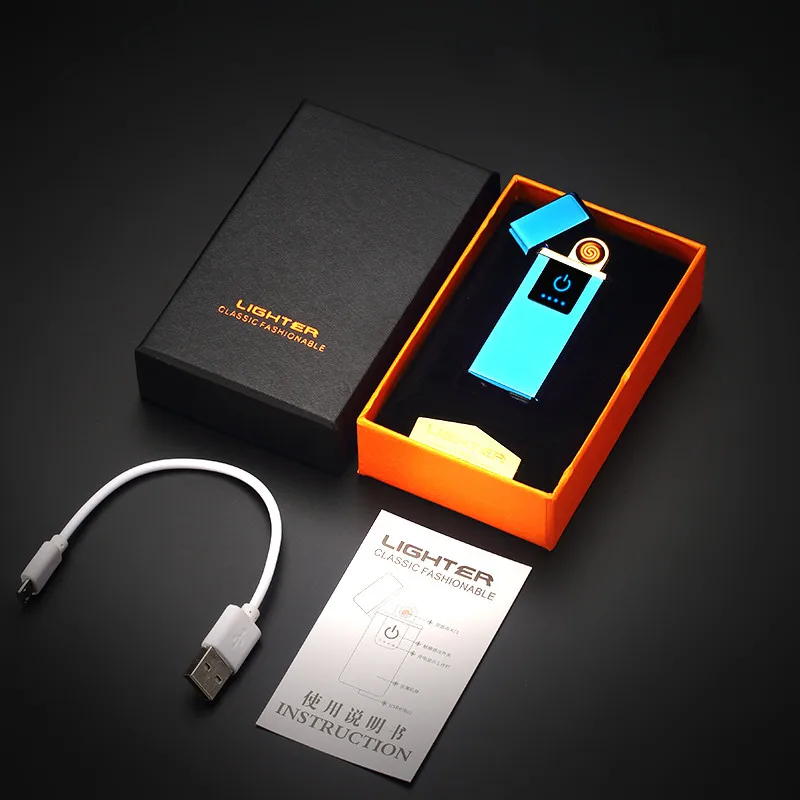 Электрические Зажигалки Курительные аксессуары с USB Перезаряжаемый отпечаток