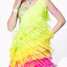 Индивидуальный заказ бахрома кисточка алмаз Румба ча-ча Сальса Танго конкурс латиноамериканских танцев платье