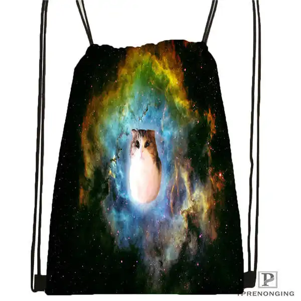 Custom spacecat(36) походная сумка на шнурке Cute Daypack Kids Satchel(черная спина) 31x40 cm#180612-03-cat