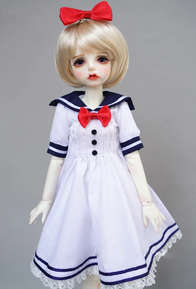 BJD кукла платье подходит 1/3 1/4 1/6 MSD DD Размер куклы милое и симпатичное модное платье костюм моряка белого и голубого цвета, платье куклы для детей Аксессуары