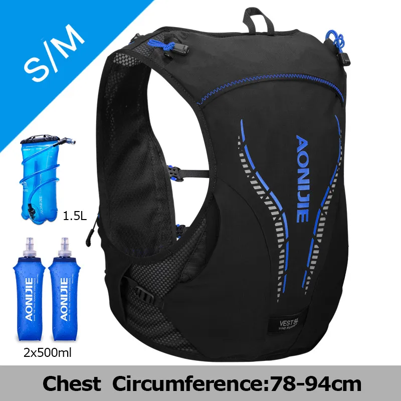 Black Blue S-M 2 AONIJIE 5L жилет пакет дышащий Легкий Trail гидратации рюкзак сумка бутылка воды марафон бег Туризм Велоспорт - Цвет: Black Blue S-M 2