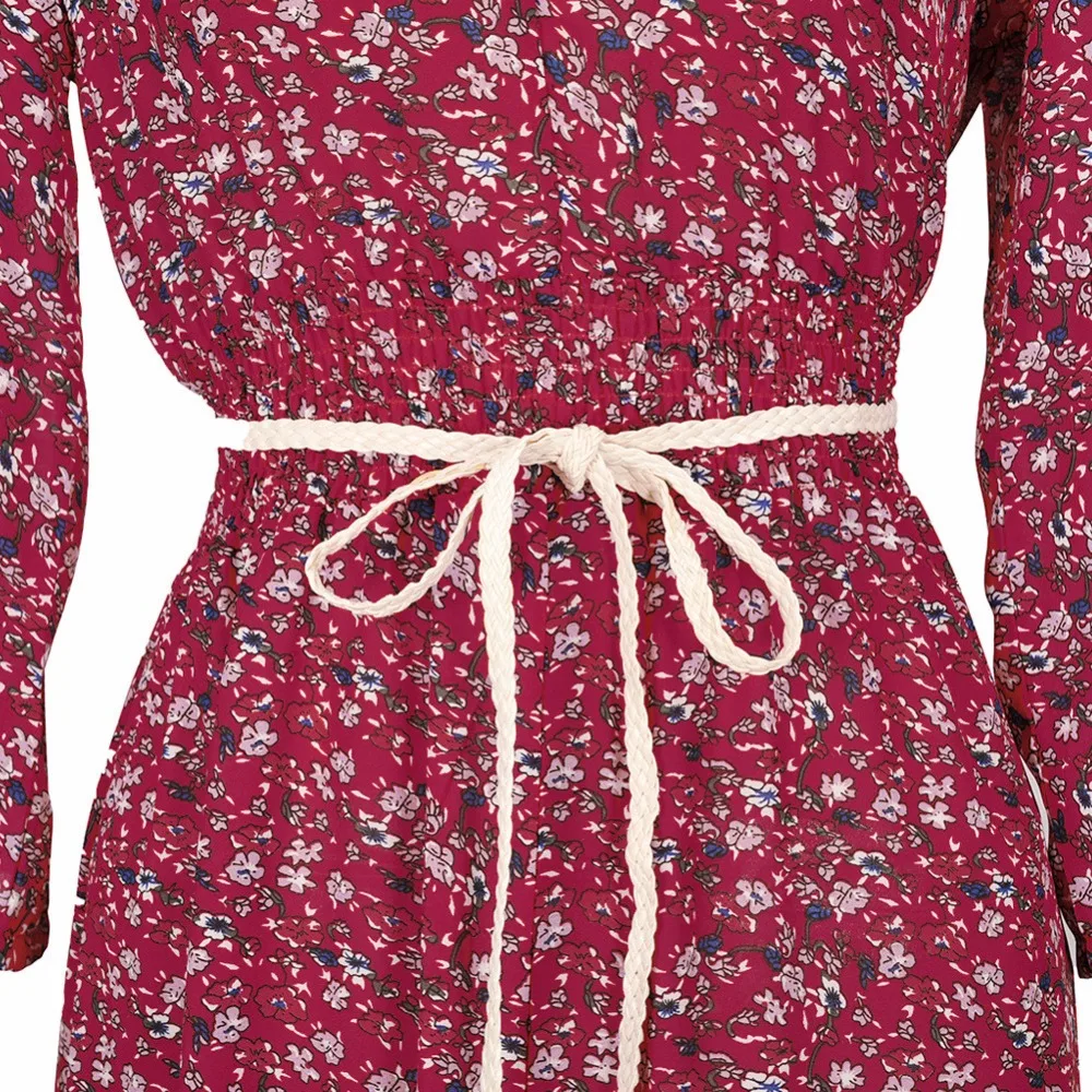 Telotuny печатных осень цветочные Boho длинным рукавом Женские платье платья для беременных реквизит элегантное праздничное платье 8 октября