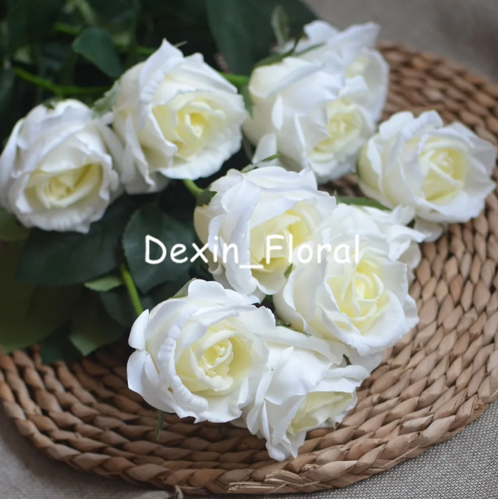 

Ivory Cream Medium Roses Buds Real Touch Roses Blush Cream Ivory Silk Roses DIY Wedding Bouquets Centerpieces