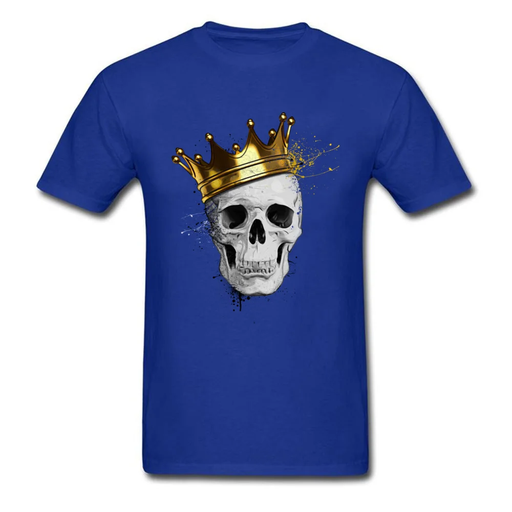 Men New Design Printed T Shirt O Neck Summer 100% Cotton T-shirts Casual Short Sleeve Royal Skull Tops & Tees Free Shipping Royal Skull blue