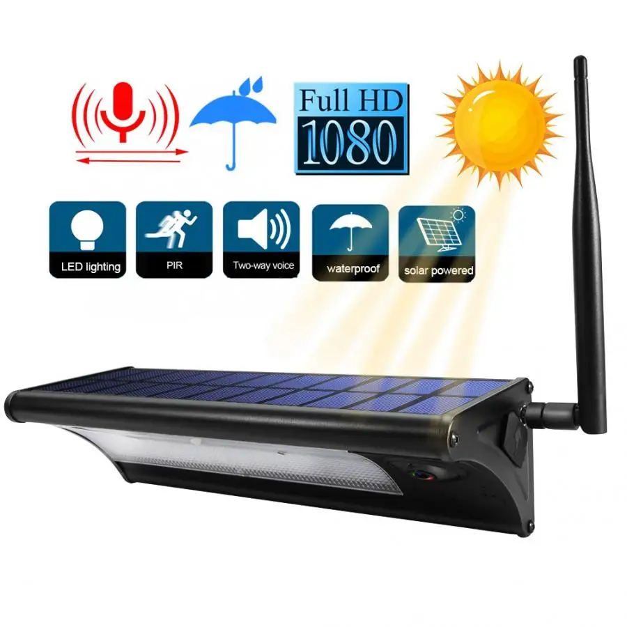 1080P HD wifi светодиодный светильник на солнечной батарее камера наружная Водонепроницаемая камера наблюдения