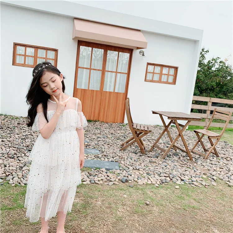 Kids Dresses For Girls 2019 Summer Girls Off Shoulder White Pink Beige Long Dress Children Layered Mesh Patchwork Clothing Cute  4 5 6 7 8 9 10 11 12 13 14 15 16 years little teenage fasion dress (21).jpg