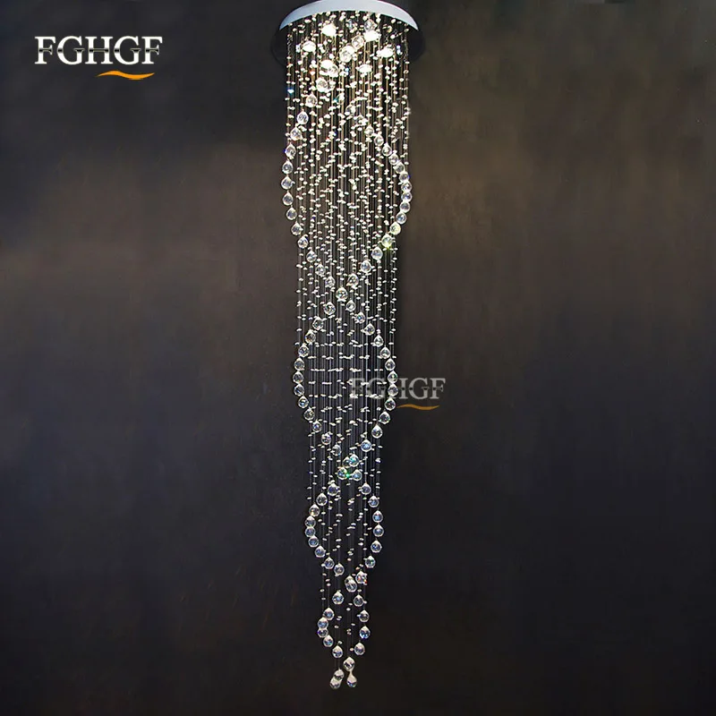 Modern Luxury Long Crystal Chandelier Ceiling Lights Stair Spiral Light Fixtures for Hotel Living Room Lobby Villa Fast Shipping (1)