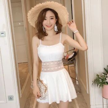 

Swimsuit Woman One Piece Closed Swim Wear May Female Beach 2019 Swimwear New Sexy Korean Ins Solid Polyester Sierra Surfer Women