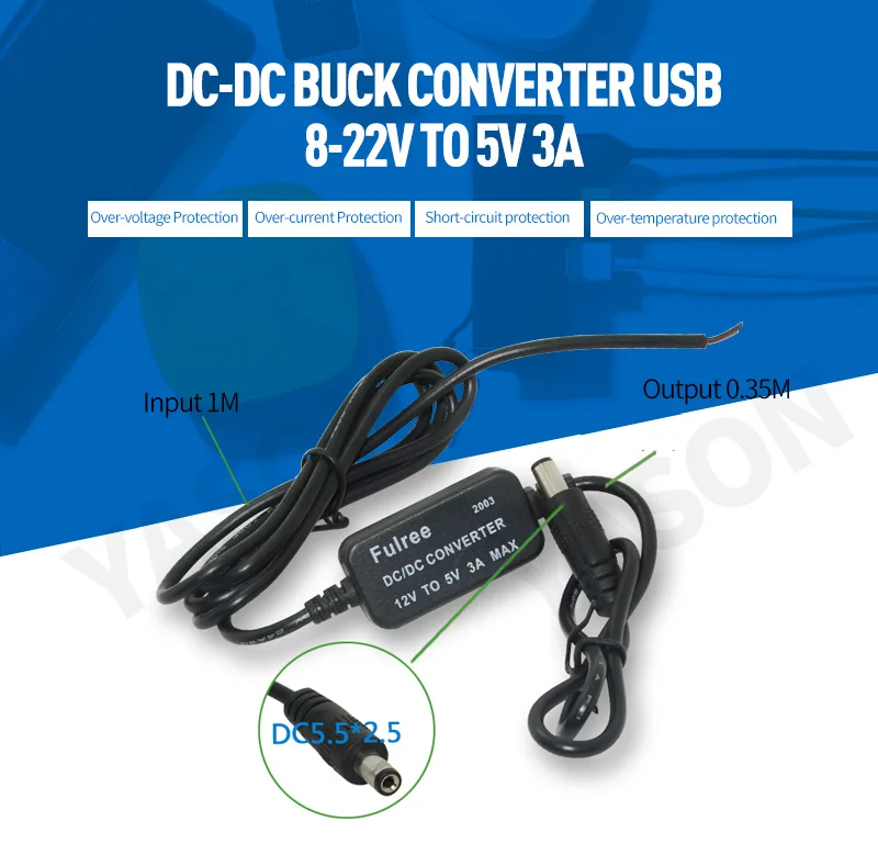 USB DC преобразователь низкого напряжения защиты DC/DC понижающий 12-24 в к DC 5 В 2.5A автомобиль черный ящик Автомобильный видеорегистратор Камера Кабель 5 в конвертер