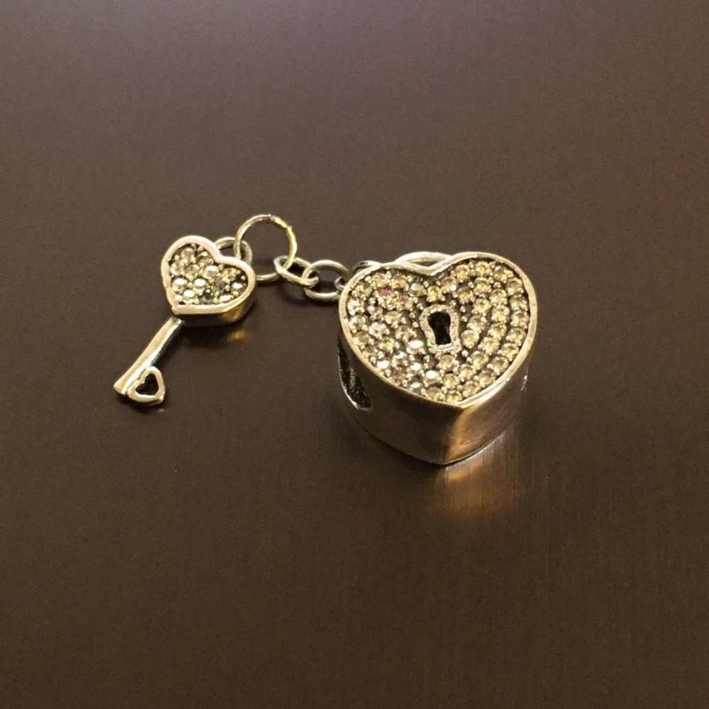 

100% 925 sterling silver heart shape pendant inlay crystal fit Pd bracelet for women
