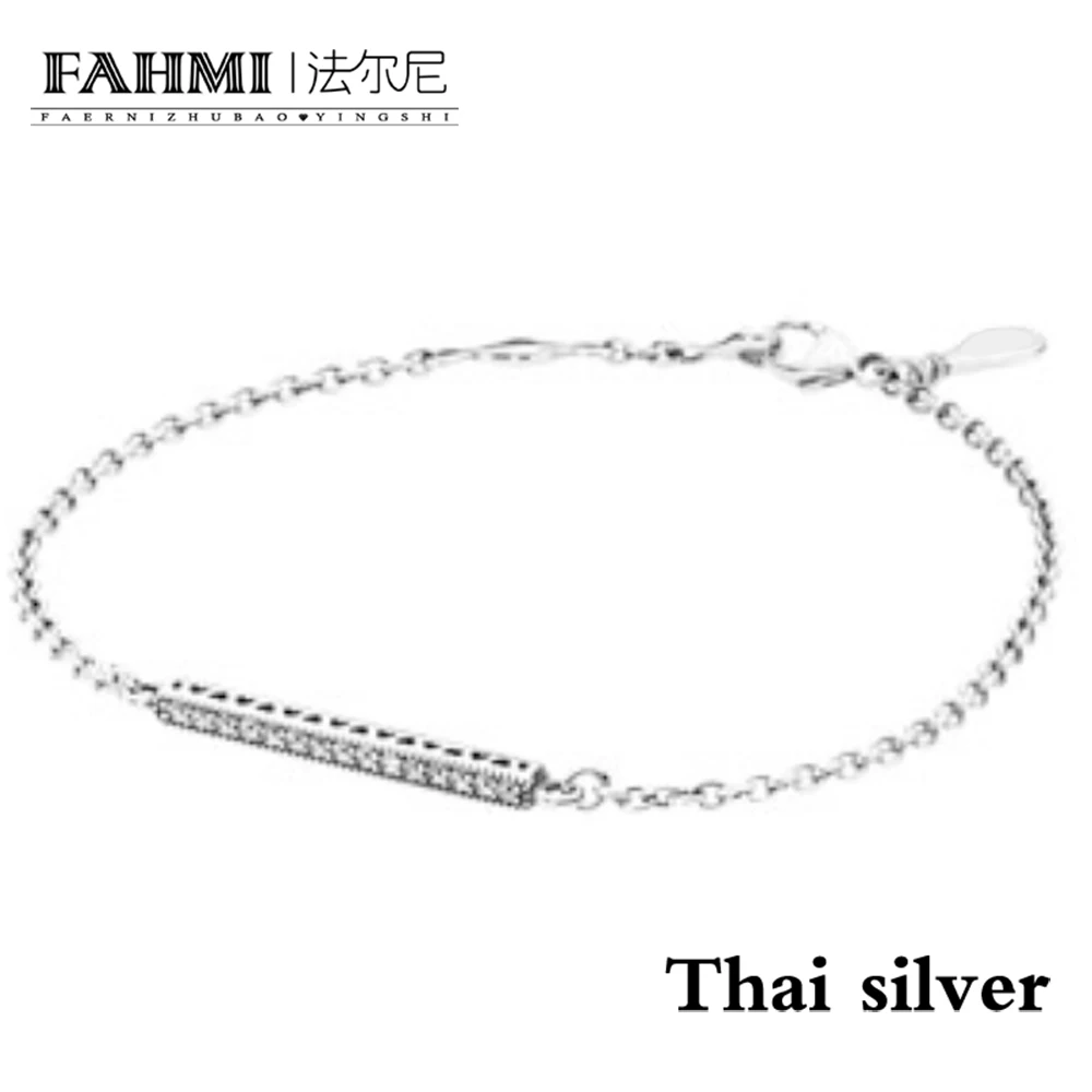 

FAHMI Thai Silver Vintage Inlay Gemstone Elegant Bracelet Limited Edition Fit DIY Beaded Charm Jewelry Gift Making Free Shipping