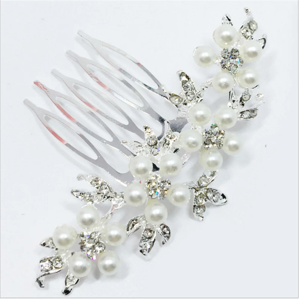 Handmade Bridal Crystal Pearl Flower Hair Pins Wedding Party Pageant
