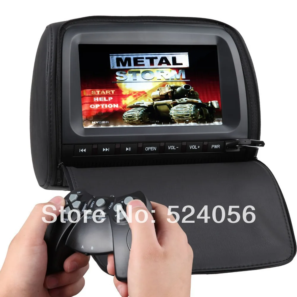 Excellent C1037Z 2X9 Inch BLACK car HEADREST DVD PLAYER WITH ZIPPER COVER SUPPORT 32 BITS GAME FUNCTION  with 2xIR headphone 1