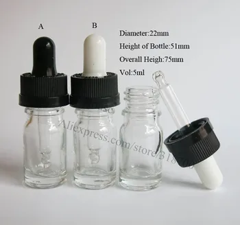 

500 x 5ml Mini Glass Save Dropper Bottle,5cc Transparent Glass Essential Oil Bottle With ChildProof Dropper