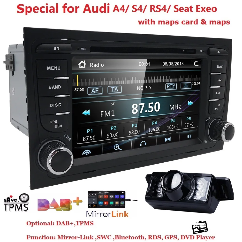 2Din " CarDVD gps для Audi A4 2002-2008 S4 RS4 8E 8F B9 B7 RNS-E 2Din DVD для A4 стерео Sat Nav DVD экран зеркалирование/DAB+ карта CAM