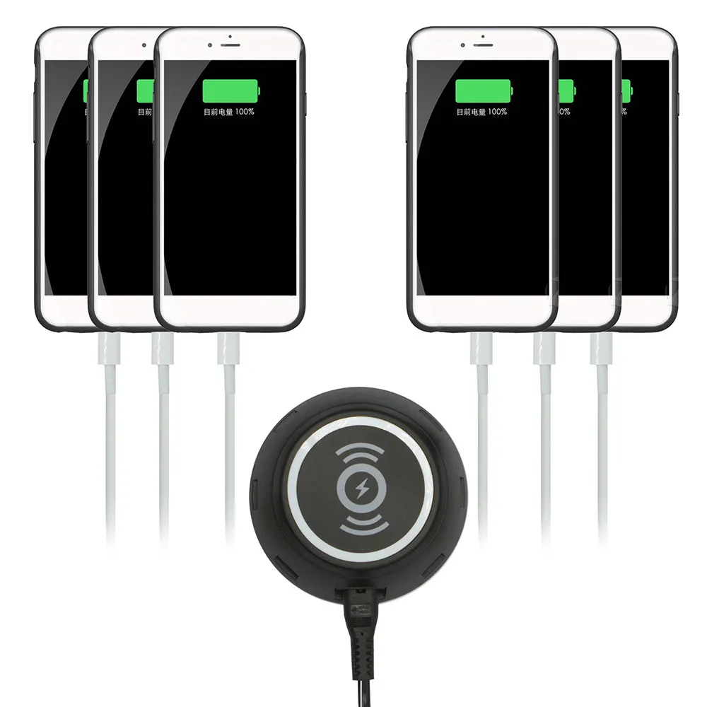 6-Ports USB Power Adapter Rapid Charging Station Wireless Charger for iPhone for iPad for Android for pixel 3 XL