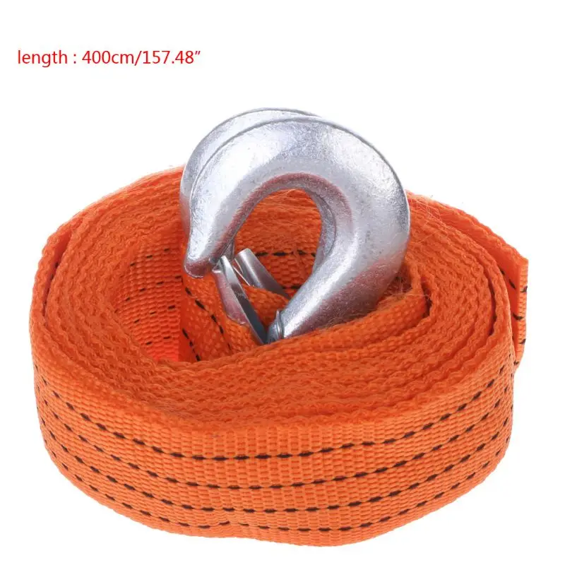 

Car Van 4M 5 Ton Tow Towing Pull Rope Strap Hooks Heavy Duty Road Recovery