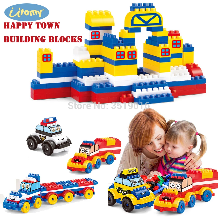 

Colorful Bulk Brick Building Blocks DIY Creative Bricks Cars Self-locking Bricks Educational Happy Town Toys Building Bricks