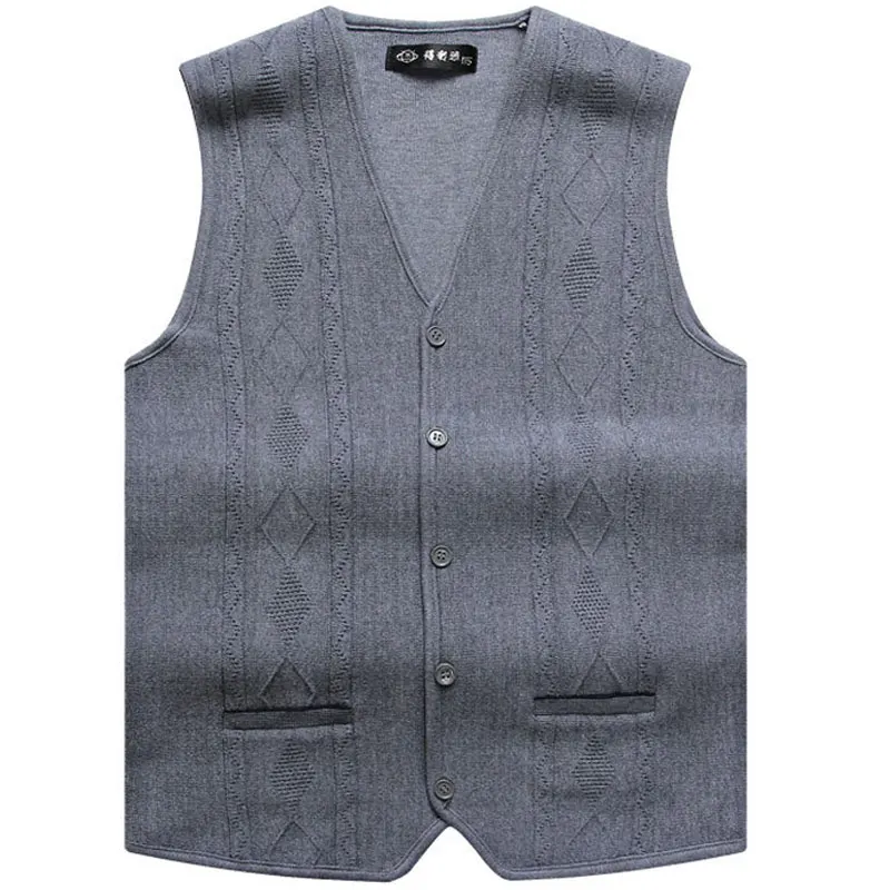 Mens Cardigan Sweater Vest V Neck Sleeveless Sweater Vest Men Single ...