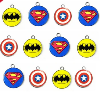 

Wholesale 50 Pcs Mixed Cartoon Superhero Supeerman Batman Captain America Metal Charm Pendants Jewelry Making DIY Gift W302