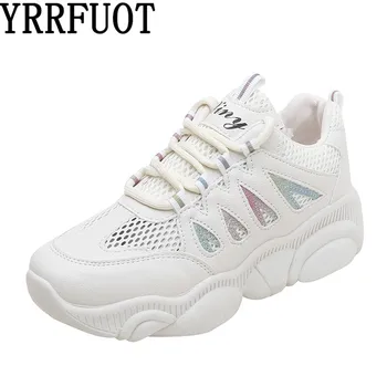 

YRRFUOT Sneakers Casual Fashion Trends Shoes for Women Comfortable Breathable Vulcanized Leisure Shoe Lace-Up White Sneakers