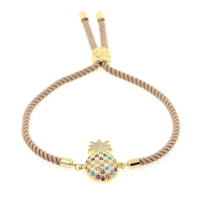 

2019 Fashion bracelets Women's Sparkly Gold Pineapple Bracelet Adjustable Charm Rope Bracelets for Women Rhinestone Bracelet