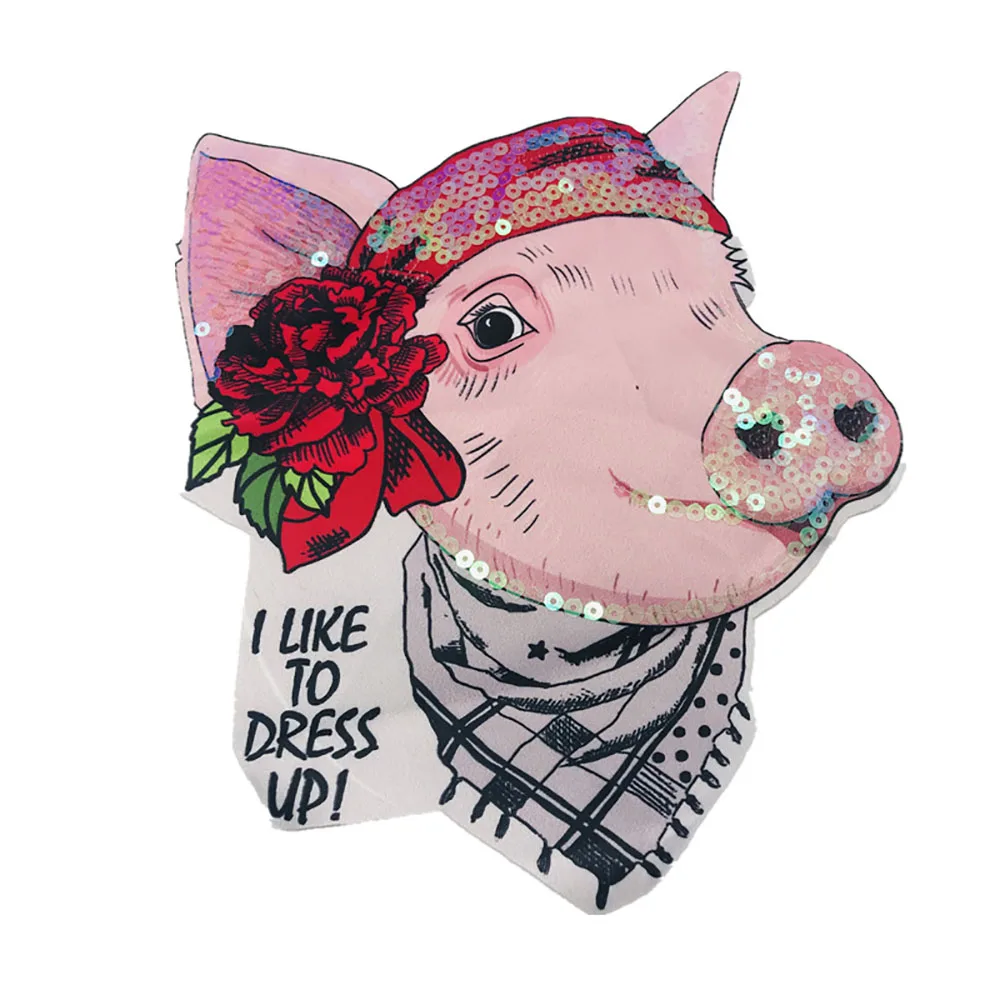Lychee Life DIY мультфильм свинья шаблон патчи Kawaii Карманный аппликация ручной работы для пришивания на одежду сумка аксессуары - Цвет: English