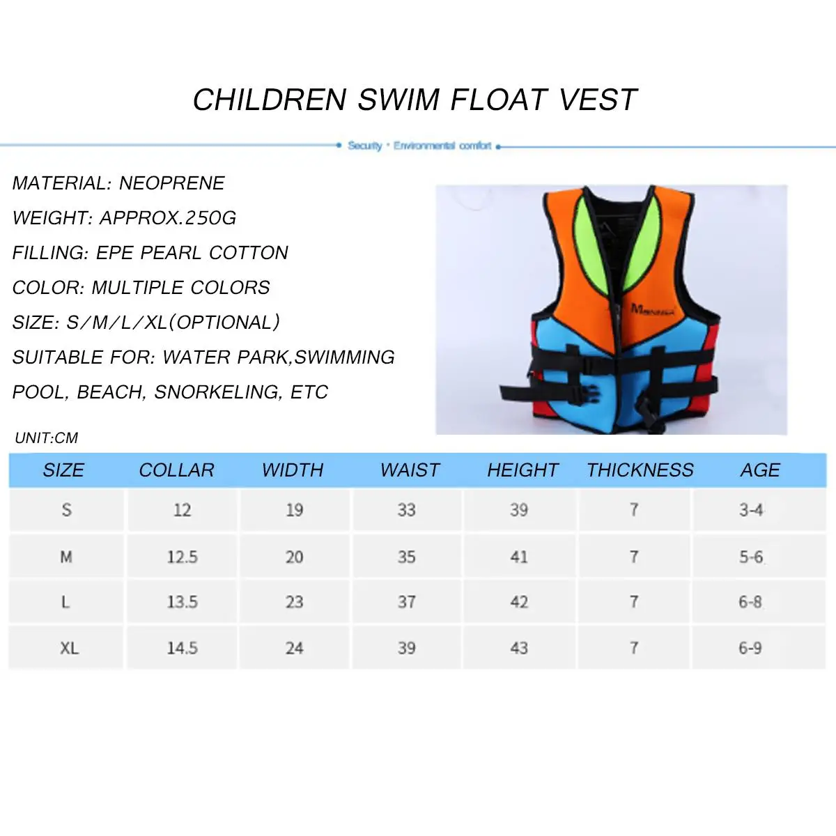 Профессиональный детский спасательный жилет, куртки, неопреновый спасательный жилет для плавания, детский спасательный жилет для обучения плаванию бассейна, спасательный жилет