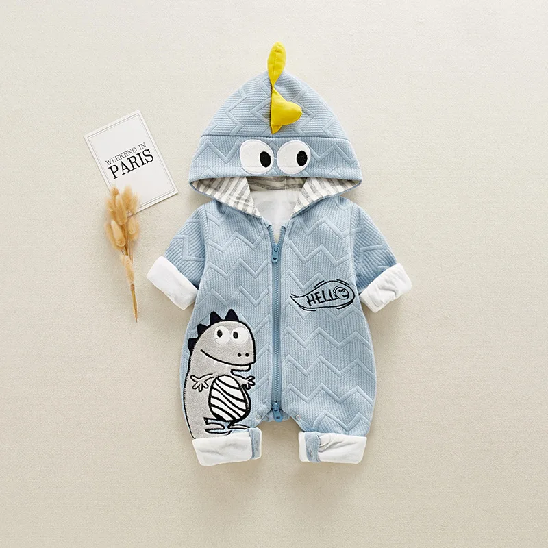 

Toddler Spring Autumn Baby Clothes Boys Rompers Cartoon Dinosaur Animal Modeling Hooded Jumpsuits Infant Baby Clothing Bebe