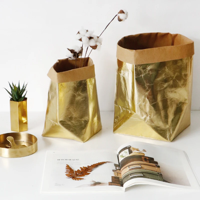 غسلها كرافت ورقة حقيبة مصنع الزهور الأواني multifunction المنزل التخزين حقيبة إعادة