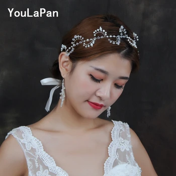 

YouLaPan HP94 wedding bridal headband with ribbon bridal hair accessories wedding pearl bridal tiara crystal wedding headpieces