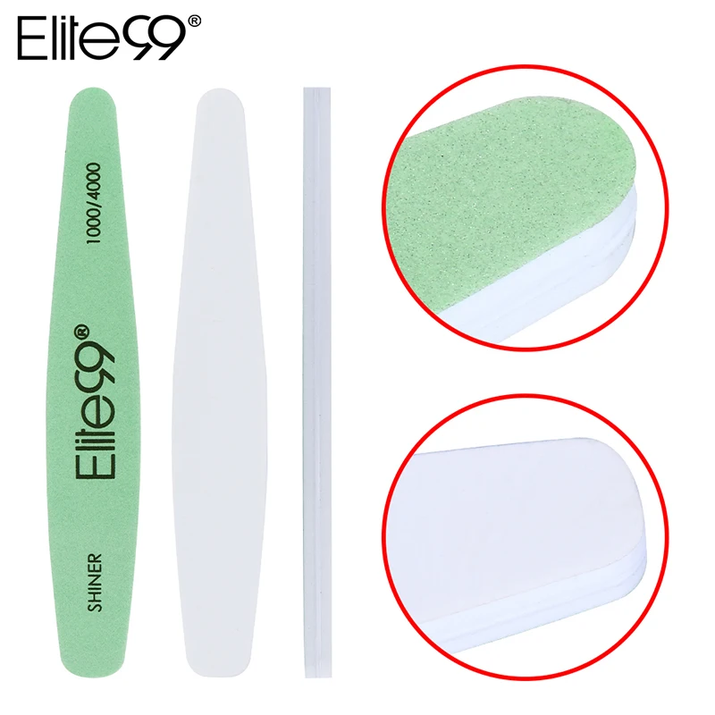 Elite99 пилочка для ногтей, для маникюра, педикюра зеленый буфера шлифовальный Файлы Маникюр 3 боковыми наждачной бумаги зернистостью 1000/4000 ногтей, для маникюра