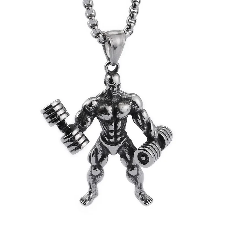 Male Strong Muscle Weightlifting Sport Necklace Pendant Fitness Cool