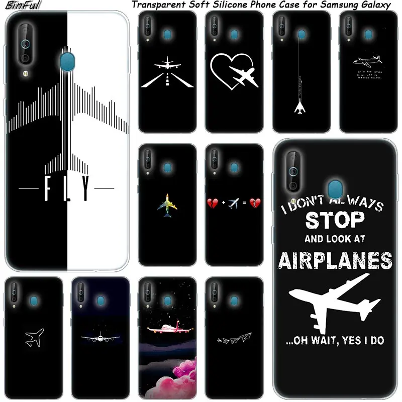 

aircraft Airplane fly patterned Silicone Case For Samsung Galaxy A80 A70 A60 A50 A40 A40S A30 A20E A2CORE M40 Note 10 Plus 9 8 5