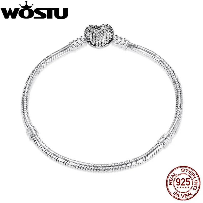 

100% 925 Sterling Silver Heart Chain Charm Beads Fit Bracelet Charm for Women Authentic Original Fine Jewelry
