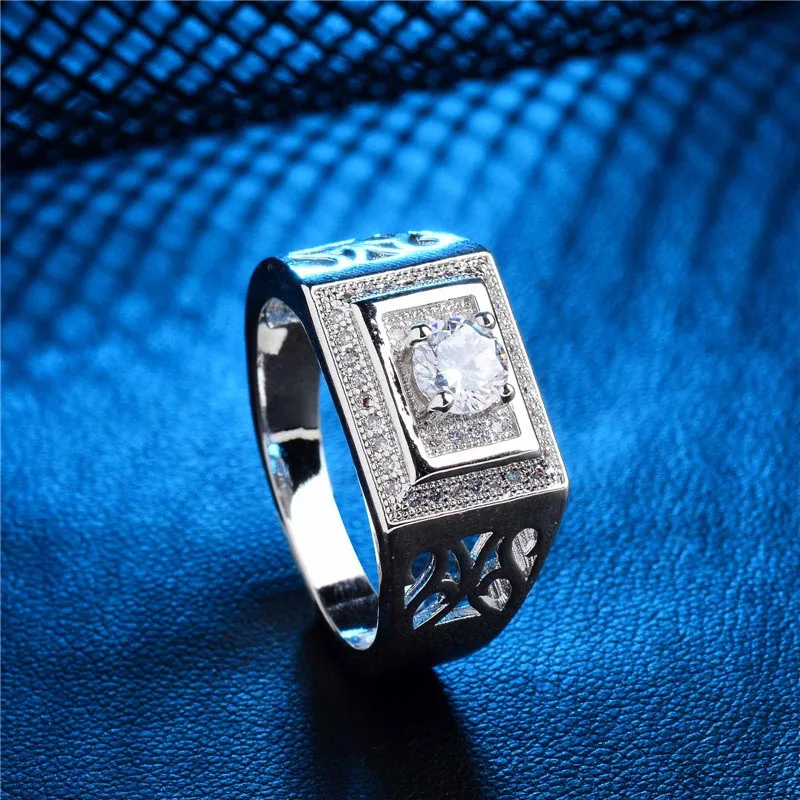 H:HYDE 16 Style Silver Jewelry Rings Men For Party Jewelry Cubic Zirconia man Rings anel masculino