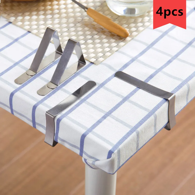 

MOM'S HAND 4pcs/Set Adjustable Clip Tablecloth Holder Stainless Steel Party Tools Cover Clips Table Clamps Rack