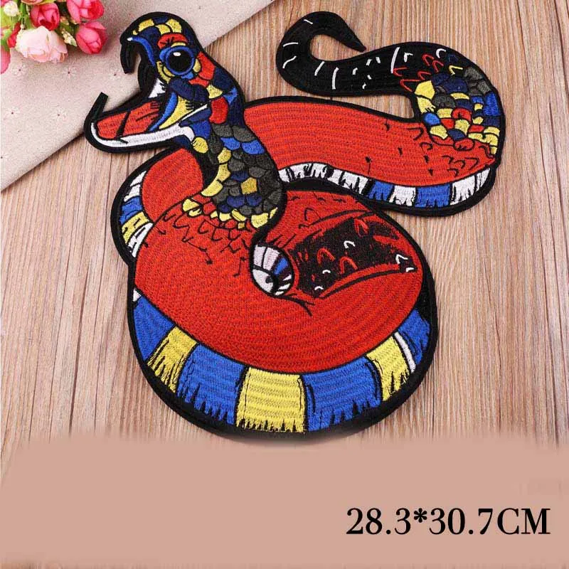 

1PCS Punk Style Animal Big Snake Patch Badges Embroidered Applique Clothes Garment Apparel Accessories DIY Biker Jacket Badge