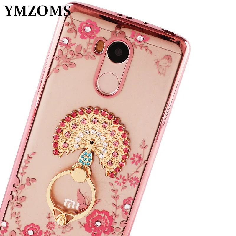

Bling Diamond Case For XiaoMi Redmi5 5A 5Plus Redmi 4 4Pro Redmi 3 3S 3Pro 3X 4X Finger Ring Butterfly Peacock Holder Phone Case