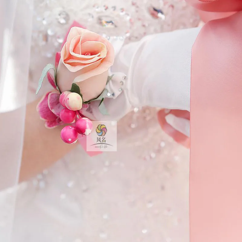 2019 корсаж Мода Buque De Noiva Романтический держащий Цветы Роза с бисером бирюзовые свадебные букеты для подружек невесты