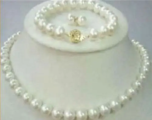

Free Shipping >>>>very good AAA+10-11mm south sea Pearl Necklace Bracelet Earring set 14k