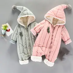 Зимние Одежда для новорожденных девочек ползунки 2018 Новый комбинезон для малыша комбинезоны толстые теплые детские комбинезоны Костюмы