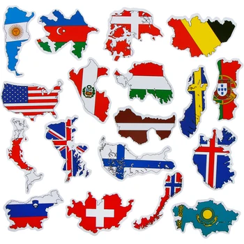

50 Pcs National Flags Sticker Toys for Children Countries Map Travel Sticker to Laptop Motorcycle Bike Travel Case Accessories
