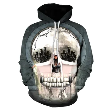

2018 new fashion 3D Hoodies Men whiter Skull 3D Full Print Popular Fashion Hoody Sweatshirts Pullovers Top Harajuku Streetwear