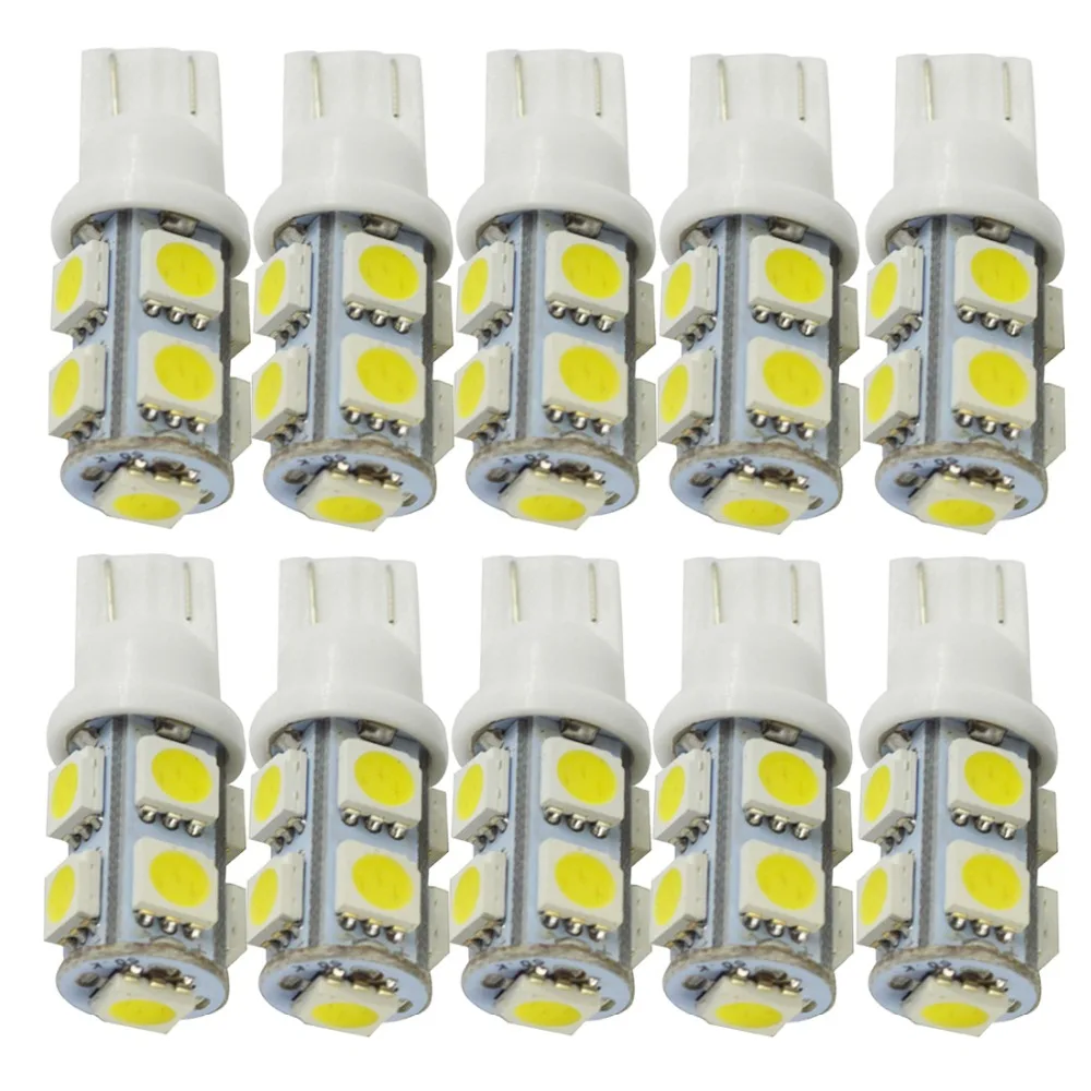 

10pcs T10 Car Auto LED 194 W5W 9 SMD T10 9led smd 5050 LED Light Bulb Lamp 12V Wedge car interior Lamp car light source
